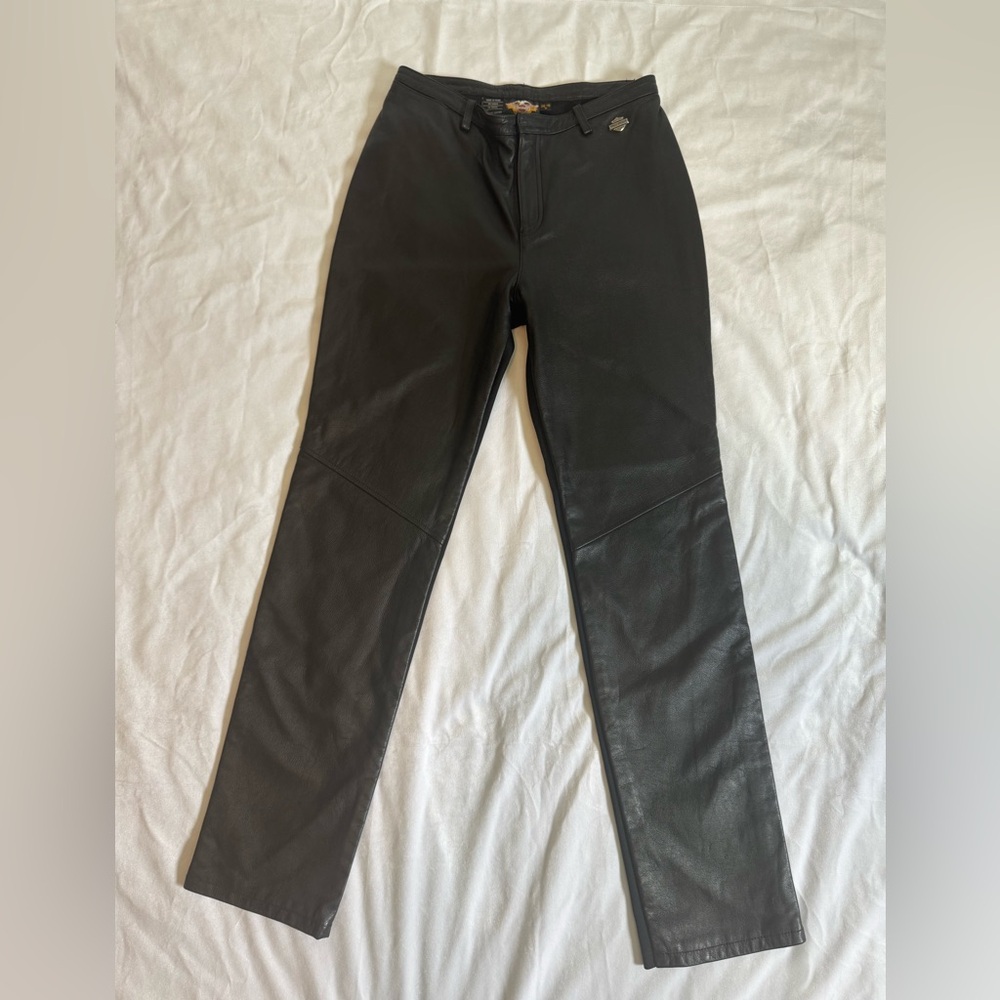 Harley-Davidson black leather & spandex riding pants women’s size 10